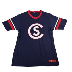 Cole Swindell Navy Blue Red V-Neck Graphic Jersey T-Shirt XL Country Music Merch
